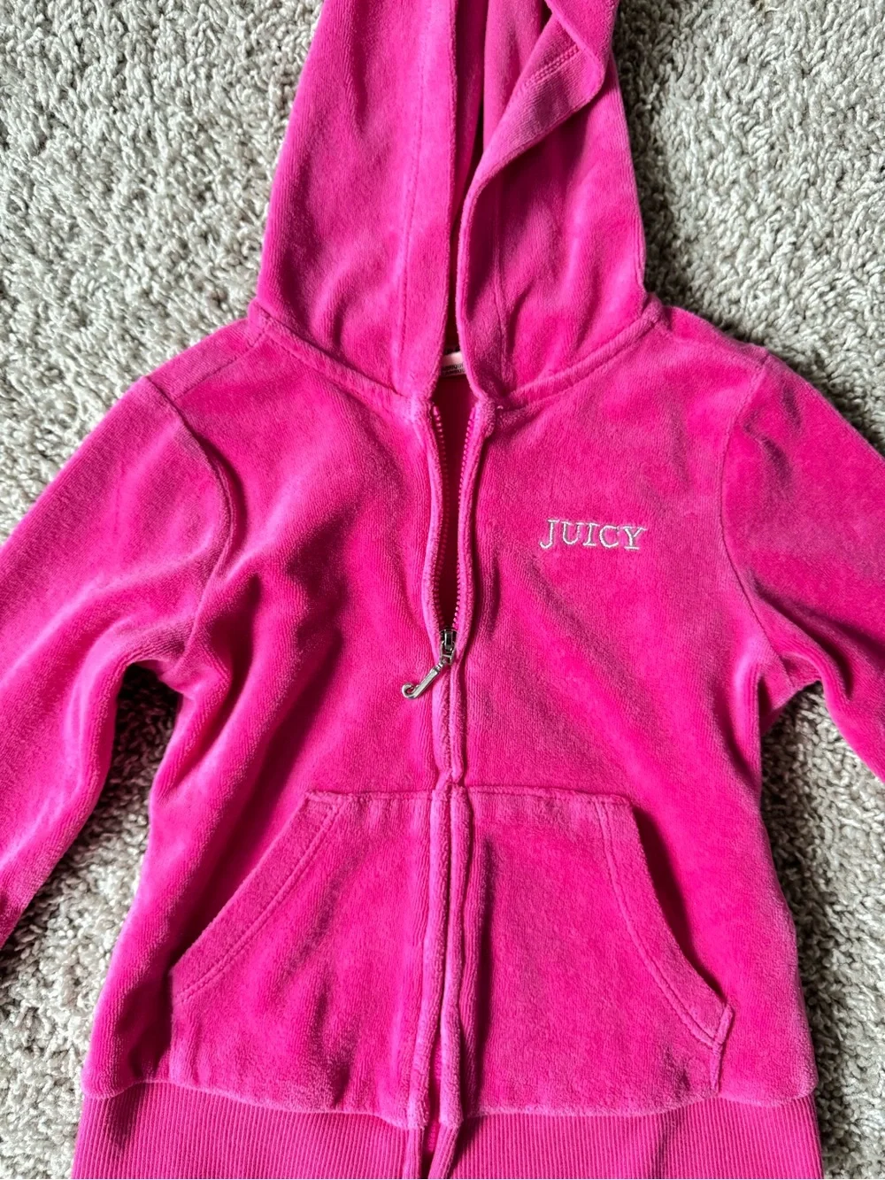 Juicy Couture Hot Pink Girls' Hooded Zip-Up Sweatshirt and Sweatpants
